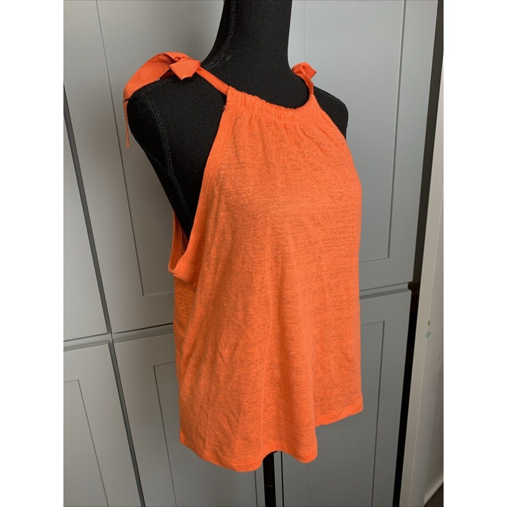 J.CREW Orange Linen Blend Tie Shoulder Halter Tank Top Medium NWT - Picture 7 of 10